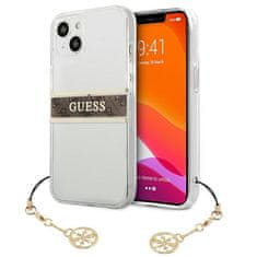 Guess Kryt Guess GUHCP13SKB4GBR Apple iPhone 13 mini Transparent hardcase 4G Brown Strap Charm