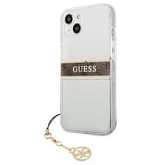 Guess Kryt Guess GUHCP13SKB4GBR Apple iPhone 13 mini Transparent hardcase 4G Brown Strap Charm