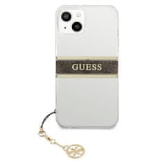 Guess Kryt Guess GUHCP13SKB4GBR Apple iPhone 13 mini Transparent hardcase 4G Brown Strap Charm