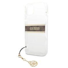 Guess Kryt Guess GUHCP13SKB4GBR Apple iPhone 13 mini Transparent hardcase 4G Brown Strap Charm