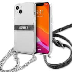 Guess Kryt Guess GUHCP13SKC4GBSI Apple iPhone 13 mini Transparent hardcase 4G Grey Strap Silver Chain