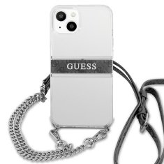 Guess Kryt Guess GUHCP13SKC4GBSI Apple iPhone 13 mini Transparent hardcase 4G Grey Strap Silver Chain