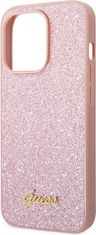 Guess Kryt Guess GUHCP14XHGGSHP Apple iPhone 14 Pro Max pink hard case Glitter Script