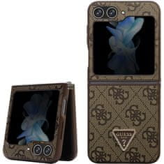 Guess Kryt Guess GUHCZF5P4TDPW Samsung Galaxy Z Flip 5 hardcase Leather 4G Triangle Strass brown