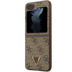 Guess Kryt Guess GUHCZF5P4TDPW Samsung Galaxy Z Flip 5 hardcase Leather 4G Triangle Strass brown