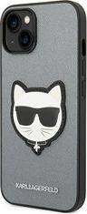 Karl Lagerfeld Kryt Karl Lagerfeld KLHCP14MSAPCHG Apple iPhone 14 Plus / 15 Plus hardcase silver Saffiano Choupette Head Patch