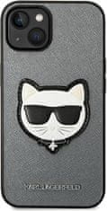 Karl Lagerfeld Kryt Karl Lagerfeld KLHCP14MSAPCHG Apple iPhone 14 Plus / 15 Plus hardcase silver Saffiano Choupette Head Patch