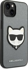 Karl Lagerfeld Kryt Karl Lagerfeld KLHCP14MSAPCHG Apple iPhone 14 Plus / 15 Plus hardcase silver Saffiano Choupette Head Patch