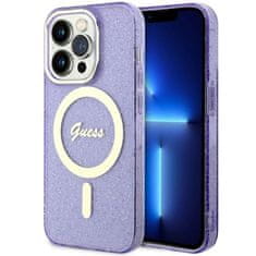 Guess Kryt Guess GUHMP14XHCMCGU Apple iPhone 14 Pro Max purple hardcase Glitter Gold MagSafe