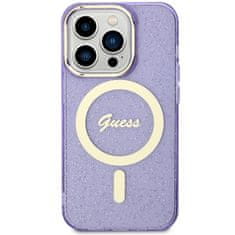 Guess Kryt Guess GUHMP14XHCMCGU Apple iPhone 14 Pro Max purple hardcase Glitter Gold MagSafe