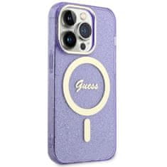 Guess Kryt Guess GUHMP14XHCMCGU Apple iPhone 14 Pro Max purple hardcase Glitter Gold MagSafe