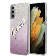 Guess Kryt Guess GUHCS21MPCUGLSPI Samsung Galaxy S21+ Plus pink hardcase Glitter Gradient Script