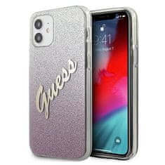 Guess Kryt Guess GUHCP12SPCUGLSPI Apple iPhone 12 mini pink hardcase Glitter Gradient Script