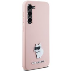 Karl Lagerfeld Kryt Karl Lagerfeld KLHCS24MSMHCNPP Samsung Galaxy S24+ Plus Silicone Choupette Metal Pin pink