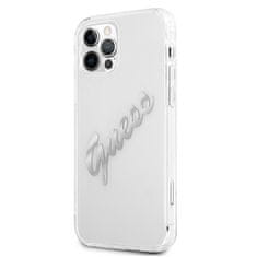 Guess Kryt Guess GUHCP12LKTRSVSI Apple iPhone 12 Pro Max Transparent hardcase Vintage Script Silver