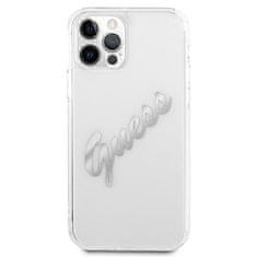 Guess Kryt Guess GUHCP12LKTRSVSI Apple iPhone 12 Pro Max Transparent hardcase Vintage Script Silver