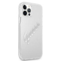 Guess Kryt Guess GUHCP12LKTRSVSI Apple iPhone 12 Pro Max Transparent hardcase Vintage Script Silver