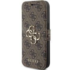 Guess Kryt Guess GUBKP15L4GMGBR Apple iPhone 15 Pro book 4G Metal Logo brown