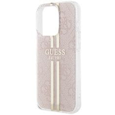 Guess Kryt Guess GUHCP14XH4PSEGP Apple iPhone 14 Pro Max hardcase IML 4G Gold Stripe pink