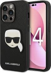 Karl Lagerfeld Kryt Karl Lagerfeld KLHCP14XSAPKHK Apple iPhone 14 Pro Max black hardcase Saffiano Karl`s Head Patch