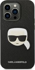 Karl Lagerfeld Kryt Karl Lagerfeld KLHCP14XSAPKHK Apple iPhone 14 Pro Max black hardcase Saffiano Karl`s Head Patch