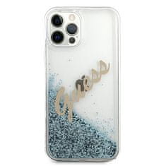 Guess Kryt Guess GUHCP12LGLVSBL Apple iPhone 12 Pro Max blue hardcase Glitter Vintage Script