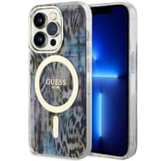 Guess Kryt Guess GUHMP14XHLEOPWB Apple iPhone 14 Pro Max niebieski/blue hardcase Leopard MagSafe