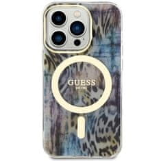 Guess Kryt Guess GUHMP14XHLEOPWB Apple iPhone 14 Pro Max niebieski/blue hardcase Leopard MagSafe