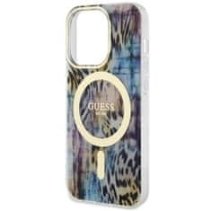 Guess Kryt Guess GUHMP14XHLEOPWB Apple iPhone 14 Pro Max niebieski/blue hardcase Leopard MagSafe