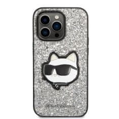 Karl Lagerfeld Kryt Karl Lagerfeld KLHCP14LG2CPS Apple iPhone 14 Pro silver hardcase Glitter Choupette Patch