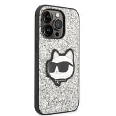 Karl Lagerfeld Kryt Karl Lagerfeld KLHCP14LG2CPS Apple iPhone 14 Pro silver hardcase Glitter Choupette Patch