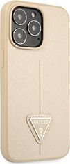 Guess Kryt Guess GUHCP13LPSATLE Apple iPhone 13 Pro beige hardcase Saffiano Triangle Logo