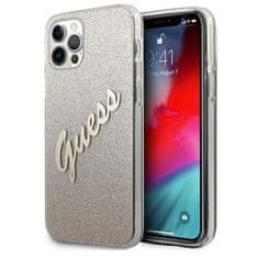 Guess Kryt Guess GUHCP12LPCUGLSGO Apple iPhone 12 Pro Max gold hardcase Glitter Gradient Script