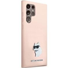 Karl Lagerfeld Kryt Karl Lagerfeld KLHCS23LSMHCNPP Samsung Galaxy S23 Ultra Silicone Choupette Metal Pin pink