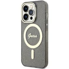 Guess Kryt Guess GUHMP14XHCMCGK Apple iPhone 14 Pro Max black hardcase Glitter Gold MagSafe