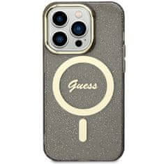 Guess Kryt Guess GUHMP14XHCMCGK Apple iPhone 14 Pro Max black hardcase Glitter Gold MagSafe