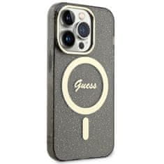 Guess Kryt Guess GUHMP14XHCMCGK Apple iPhone 14 Pro Max black hardcase Glitter Gold MagSafe