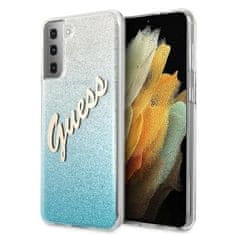 Guess Kryt Guess GUHCS21MPCUGLSBL Samsung Galaxy S21+ Plus blue hardcase Glitter Gradient Script