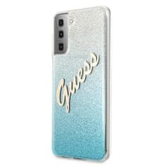 Guess Kryt Guess GUHCS21MPCUGLSBL Samsung Galaxy S21+ Plus blue hardcase Glitter Gradient Script