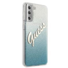 Guess Kryt Guess GUHCS21MPCUGLSBL Samsung Galaxy S21+ Plus blue hardcase Glitter Gradient Script