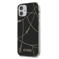 Guess Kryt Guess GUHCP12SPCUCHBK Apple iPhone 12 mini black hardcase Gold Chain Collection