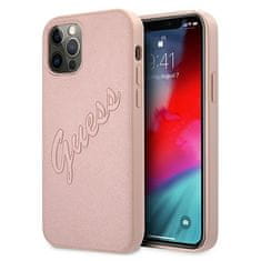 Guess Kryt Guess GUHCP12LRSAVSRG Apple iPhone 12 Pro Max pink hardcase Saffiano Vintage Script