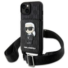 Karl Lagerfeld Kryt Karl Lagerfeld KLHCP14SCSAKHPKK Apple iPhone 14 hardcase black Crossbody Saffiano Monogram Ikonik