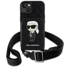 Karl Lagerfeld Kryt Karl Lagerfeld KLHCP14SCSAKHPKK Apple iPhone 14 hardcase black Crossbody Saffiano Monogram Ikonik