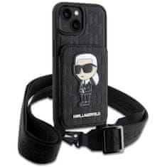 Karl Lagerfeld Kryt Karl Lagerfeld KLHCP14SCSAKHPKK Apple iPhone 14 hardcase black Crossbody Saffiano Monogram Ikonik