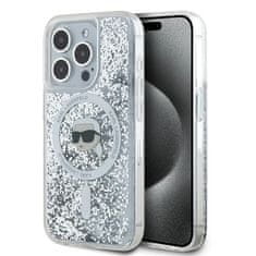 Karl Lagerfeld Kryt Karl Lagerfeld KLHMP15LLGKISGH Apple iPhone 15 Pro hardcase Liquid Glitter Karl Head Magsafe transparent