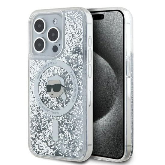 Karl Lagerfeld Kryt Karl Lagerfeld KLHMP15XLGKISGH Apple iPhone 15 Pro Max hardcase Liquid Glitter Karl Head Magsafe transparent