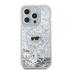 Karl Lagerfeld Kryt Karl Lagerfeld KLHMP15LLGKISGH Apple iPhone 15 Pro hardcase Liquid Glitter Karl Head Magsafe transparent