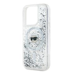 Karl Lagerfeld Kryt Karl Lagerfeld KLHMP15LLGKISGH Apple iPhone 15 Pro hardcase Liquid Glitter Karl Head Magsafe transparent