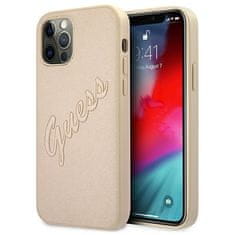 Guess Kryt Guess GUHCP12LRSAVSLG Apple iPhone 12 Pro Max gold hardcase Saffiano Vintage Script